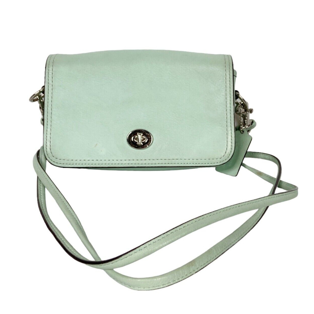 Coach Legacy Penny Crossbody Bag Clutch Purse Shoulder Mint Green Leather 19914